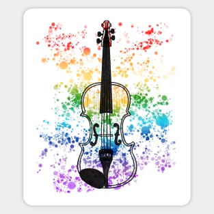 Violin Rainbow Colours Violinist String Player Orchestra Musician Sticker